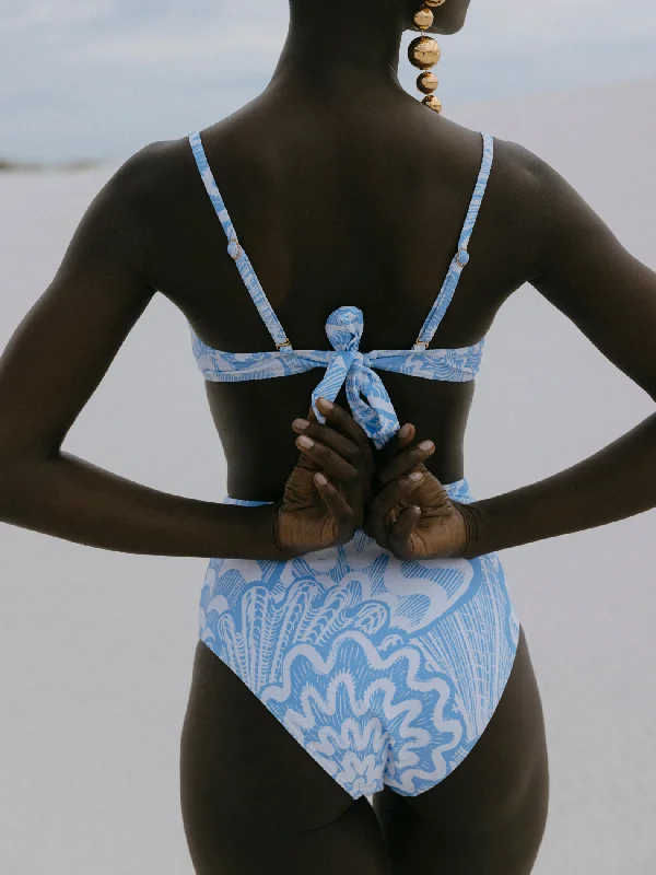 Lyra Bikini Bottom - Blue Abstract Shells Triangle top bikini, Sexy, Simple, Trendy