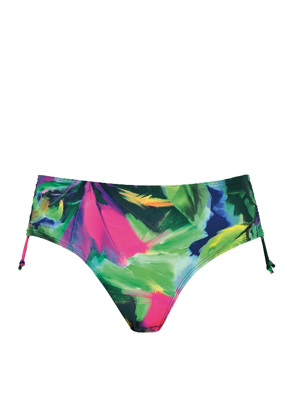Naturana Tropical Bikini Briefs, Green Multi Tied bikini top, Adjustable, Comfortable, Trendy