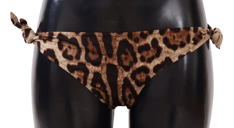 Dolce & Gabbana Elegant Leopard Print Bikini Bottom Bandeau bikini top, Strapless, Elegant, Sexy