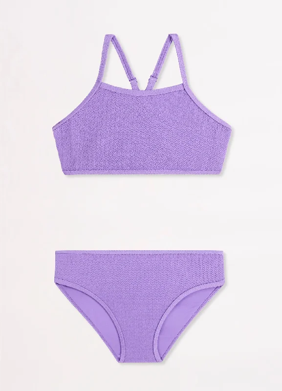 Girls Crossover Back Bikini Set  - Lilac Two-tone bikini set, Bold, Stylish, Trendy