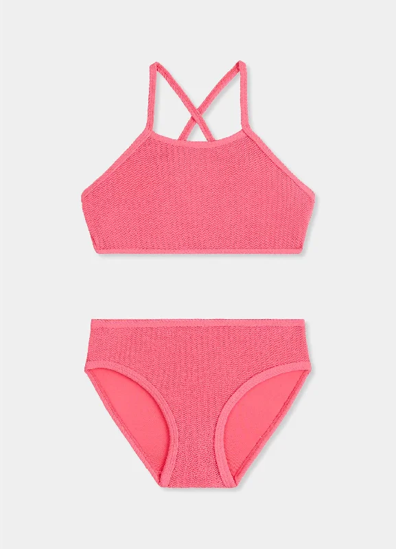 Girls Crossover Back Bikini Set  - Watermelon V-shaped bikini, Sexy, Trendy, Comfortable