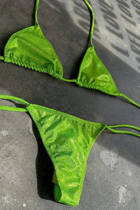 GLITTER GREEN 2 PIECE BIKINI Tie-side bikini, Adjustable, Sexy, Comfortable