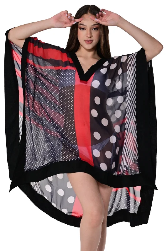 Aszucar Ladies V-Neck Bikini Cover-Up Tunic w/Wide Contrast Trim in (2) Colors - LPT1448 Black bikini set, Classic, Sexy, Trendy