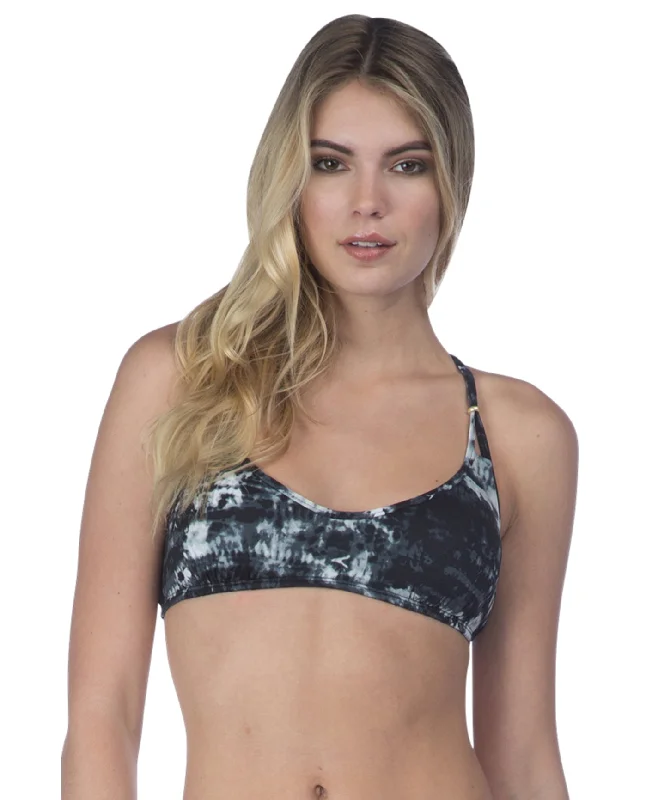 Lucky Brand Global Tie Dye Bralette Bikini Top Front tie bikini