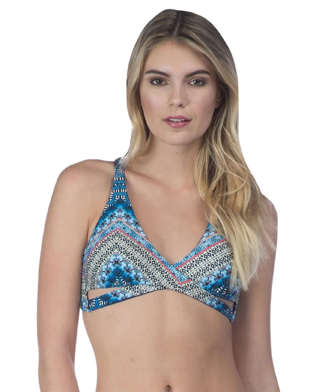 Lucky Brand Reversible Nomad Chevron Faux Wrap Bikini Top Bikini with padding, Supportive, Sexy, Comfortable