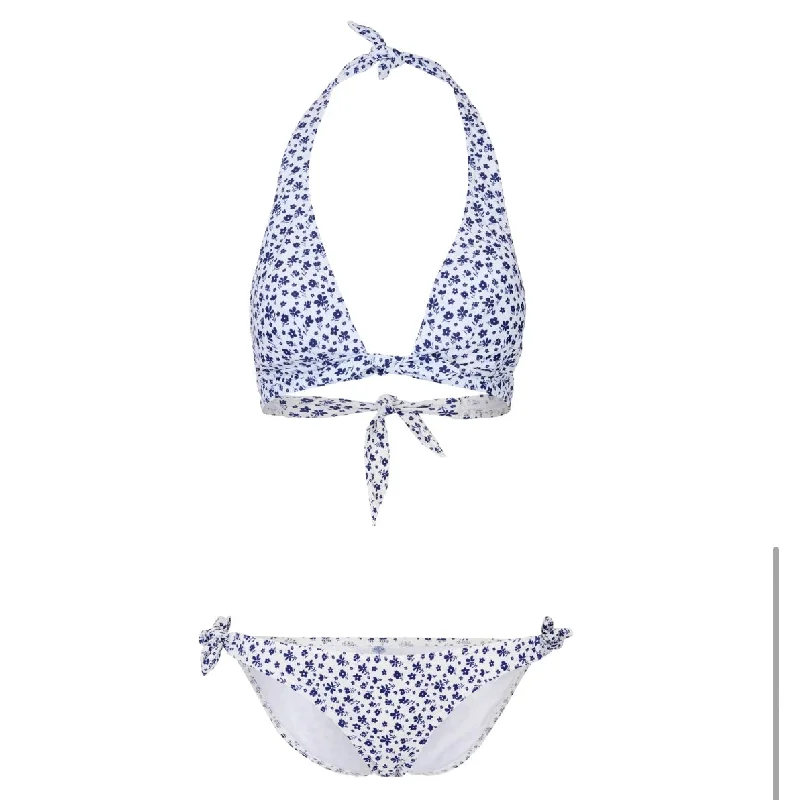 Mary Floral Tie Side Bikini | Navy & White High-waist bikini set, Vintage, Chic, Comfortable Mary Floral Tie Side Bikini | Navy & White High-waist bikini set, Vintage, Chic, Comfortable