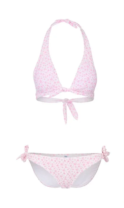 Mary Floral Tie Side Bikini | Rose and White Halter bikini top, Sexy, Chic, Comfortable