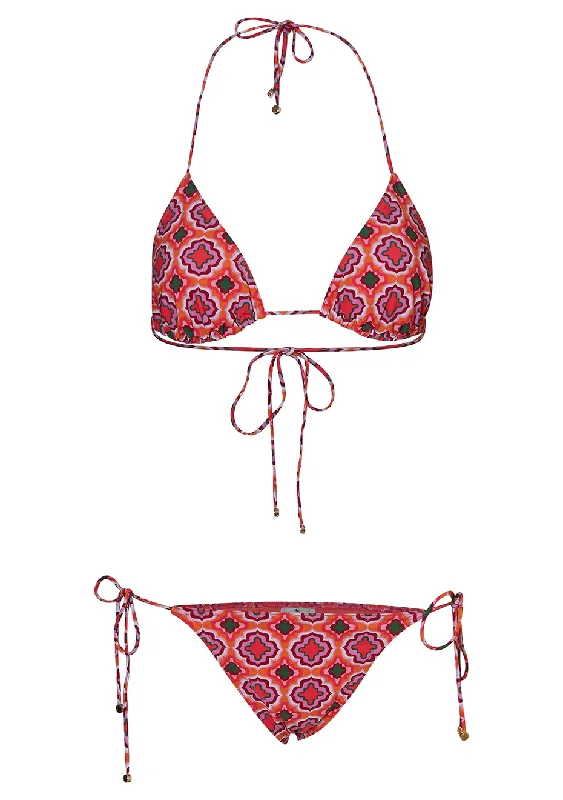 Orange Printed Triangle Bikini Floral bikini, Feminine, Summer style, Trendy