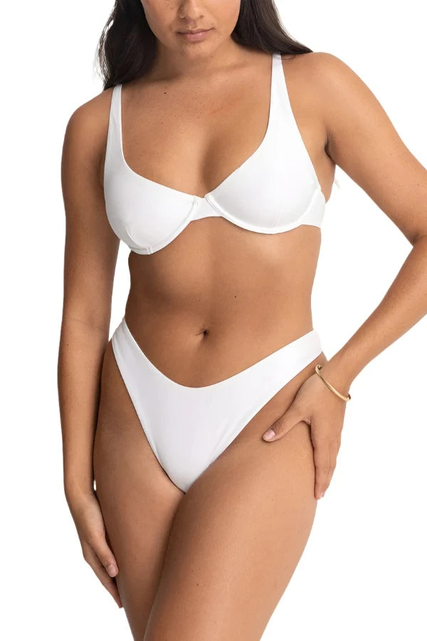 RHYTHM Women's Classic Underwire Bikini Top White Bikini with rings, Sexy, Stylish, Comfortable