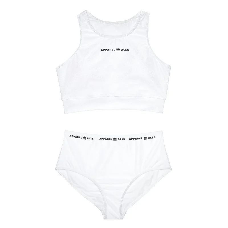 Sporty Bikini Set (AOP) Ruffled bikini bottom, Fun, Feminine, Trendy