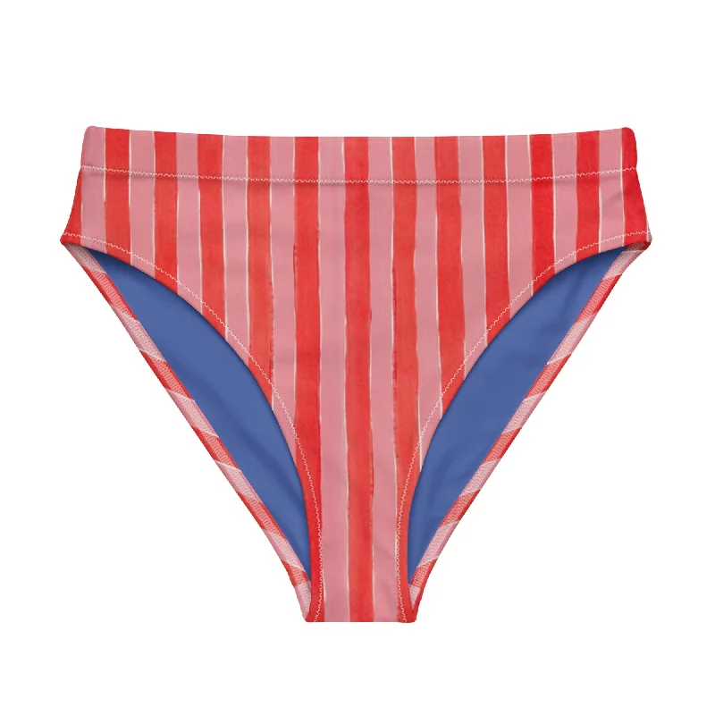 ♻️ Stripes Recycled high-waisted bikini bottom High-waisted two-piece bikini, Vintage style, Comfortable, Sexy
