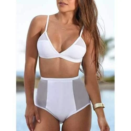 Slip High Waist Bikini Set - White M High-neck bikini top, Sexy, Trendy, Fashionable Slip High Waist Bikini Set - White M High-neck bikini top, Sexy, Trendy, Fashionable