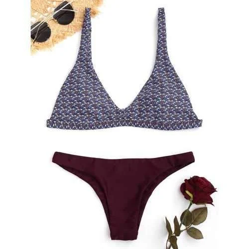 Contrast Tribal Print Bikini Set - S Vintage-inspired bikini, Retro style, Chic, Sexy