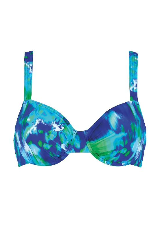 Naturana Graphic Print Underwire Bikini Top, Blue Multi Sequin bikini, Glamorous, Sexy, Fashionable