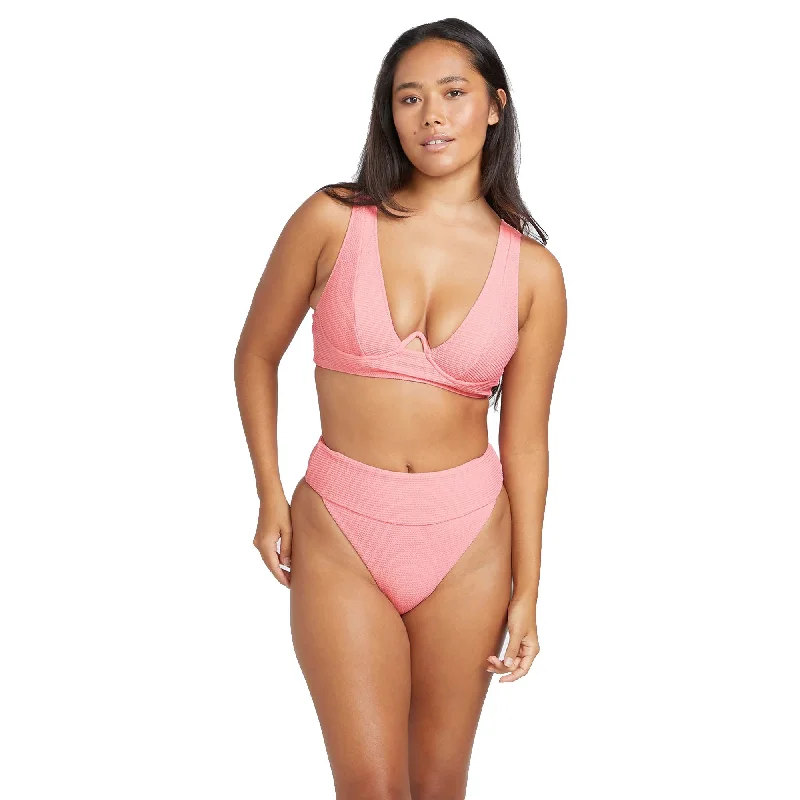 Volcom So Current Plunge U-Wire Women's Bikini Top - Pink Adjustable strap bikini, Custom fit, Trendy, Comfortable