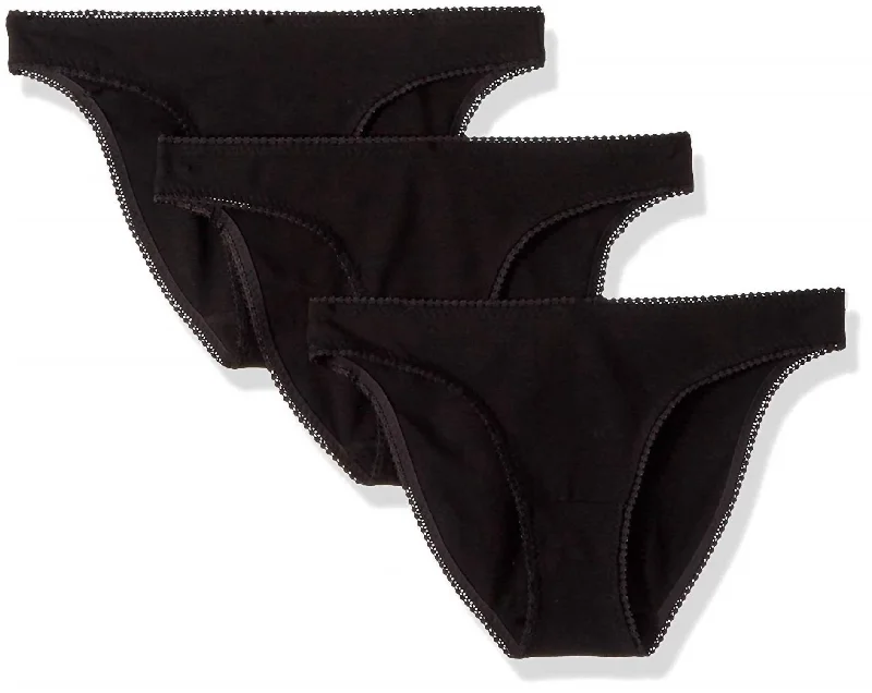 Women's Cabana Cotton Bikini Panty - 3 Pack In Black Low-back bikini, Sexy, Comfortable, Trendy